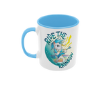 Tasse Einhorntasse Kindertasse Einhorn blue Tasse mit Spruch Ride the Rainbow