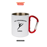 CT Edelstahl-Tasse mit Karabiner Trek - weiß - TSV Königsbrunn Damen Turnen Logo 2