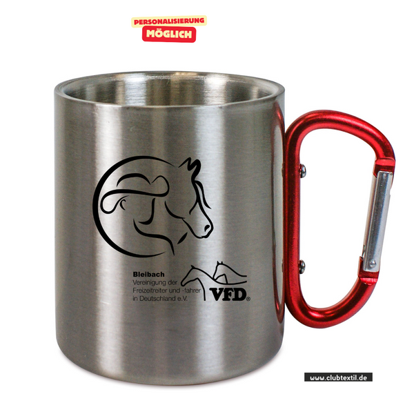 CT Edelstahl-Tasse mit Karabiner Trek - silber - VFD e.V. - Bleibach
