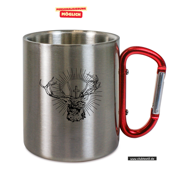 CT Edelstahl-Tasse mit Karabiner Trek - silber - SG Hubertus Oberschweinbach