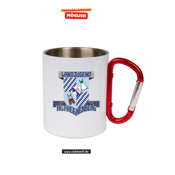 CT Edelstahl-Tasse mit Karabiner Trek - weiß - Landjugend Althegnenberg e.V.