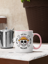 Tasse Comic Motivtasse One Piece rosa Tasse mit Spruch "One Piece - One Day"
