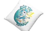 Kissen Kinder Motivkissen Einhorn Blue mit Spruch "Ride The Rainbow"