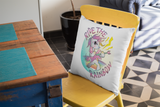 Kissen Kinder Motivkissen Einhorn Pink mit Spruch "Ride The Rainbow"