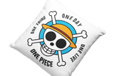 Kissen Comic Motivkissen One Piece hellblau mit Spruch "One Piece - One Day"