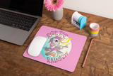 Mousepad Kinder Mousepad Einhorn Pink mit Spruch "Ride The Rainbow"