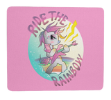 Mousepad Kinder Mousepad Einhorn Pink mit Spruch "Ride The Rainbow"