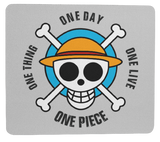 Mousepad Comic One Piece hellblau Mousepad mit Spruch "One Piece - One Day"