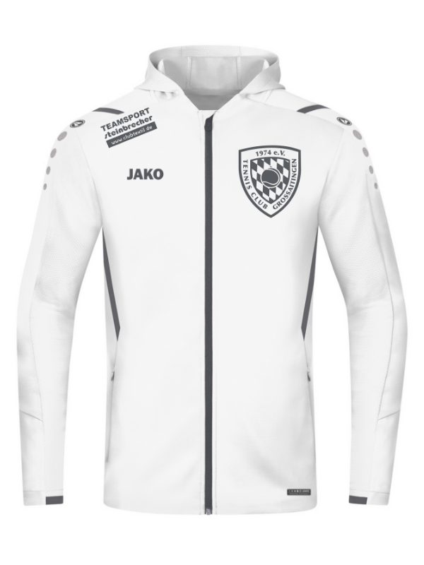 Jako CHALLENGE Trainingsjacke mit Kapuze weiß Kinder