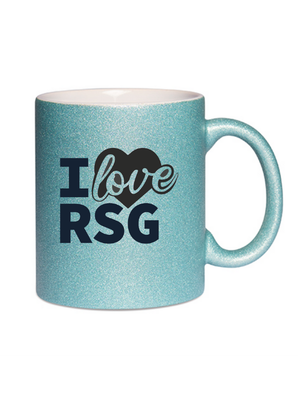 CT Glitzer-Tasse "I love RSG" - türkis