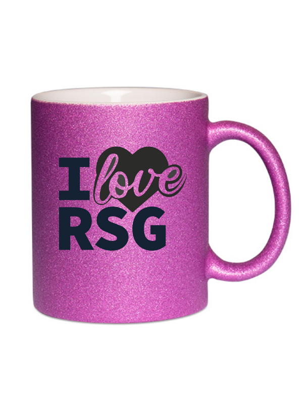 CT Glitzer-Tasse "I love RSG" - lila