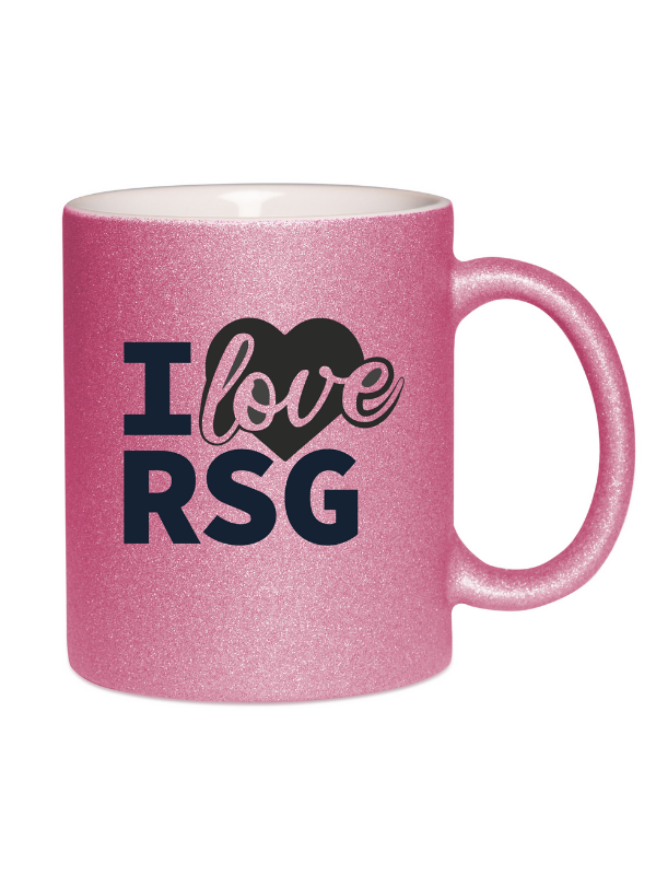 CT Glitzer-Tasse "I love RSG" - rosa