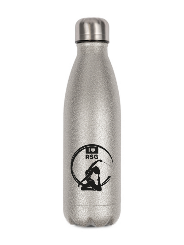 CT Glitzer-Thermoflasche "I love RSG" - Tänzerin kniend - silber