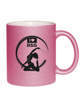 CT Glitzer-Tasse "I love RSG" - Tänzerin kniend - rosa