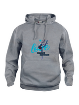 Clique BASIC Hoody Unisex grau mit Love Logo türkis
