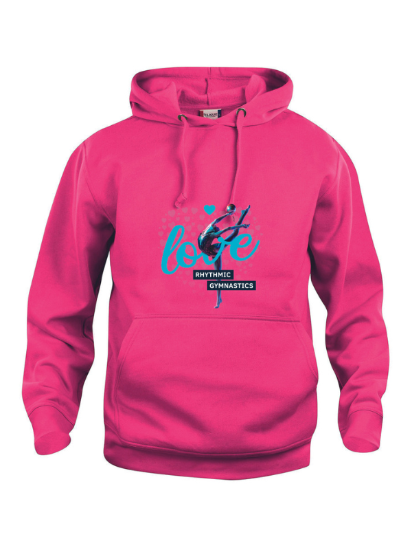 Clique BASIC Hoody Kinder pink mit Love Logo türkis