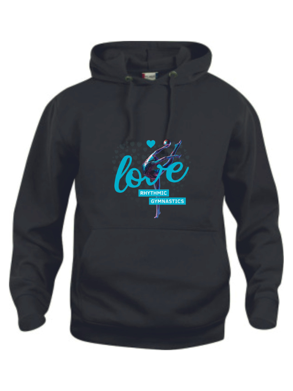 Clique BASIC Hoody Kinder schwarz mit Love Logo türkis