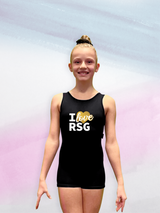 CT LUZIE Anzug kurz Einteiler schwarz mit Logo "I Love RSG" Gold