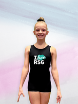 CT LUZIE Anzug kurz Einteiler schwarz mit Logo "I Love RSG" Türkis