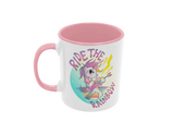 Tasse Einhorntasse Kindertasse Einhorn pink Tasse mit Spruch Ride the Rainbow