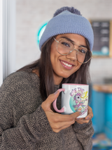 Tasse Einhorntasse Kindertasse Einhorn pink Tasse mit Spruch Ride the Rainbow