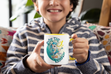 Tasse Einhorntasse Kindertasse Einhorn blue Tasse mit Spruch Ride the Rainbow