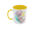 Tasse Einhorntasse Kindertasse Einhorn pink Tasse mit Spruch Ride the Rainbow
